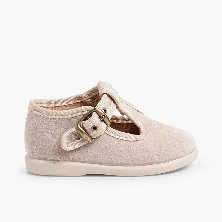 Pisamonas T-Bar Shoes>Boys Faux Suede T-Bar Shoes