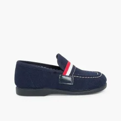 Pisamonas Moccasins And Loafers>Boys Flag Style Canvas Loafers