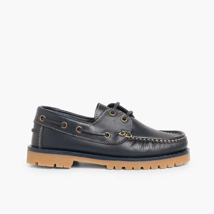 Pisamonas School Shoes>Boys Lace-Up Deck Shoes