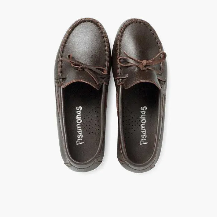 Pisamonas Moccasins And Loafers>Boys Leather Ribbon Moccasins