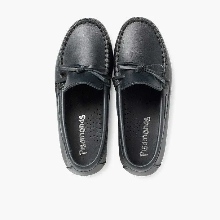 Pisamonas Moccasins And Loafers>Boys Leather Ribbon Moccasins