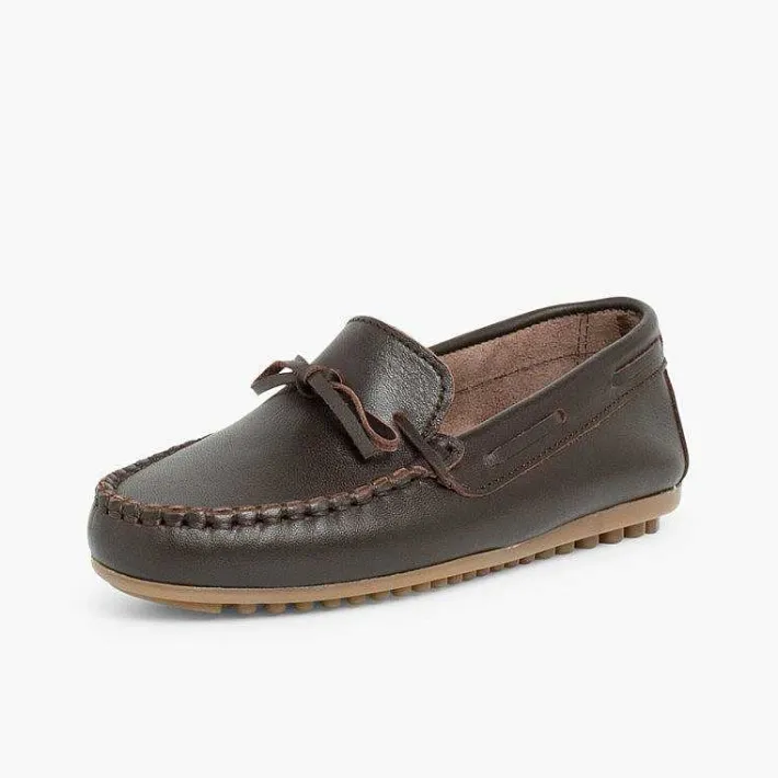 Pisamonas Moccasins And Loafers>Boys Leather Ribbon Moccasins