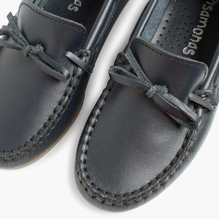 Pisamonas Moccasins And Loafers>Boys Leather Ribbon Moccasins