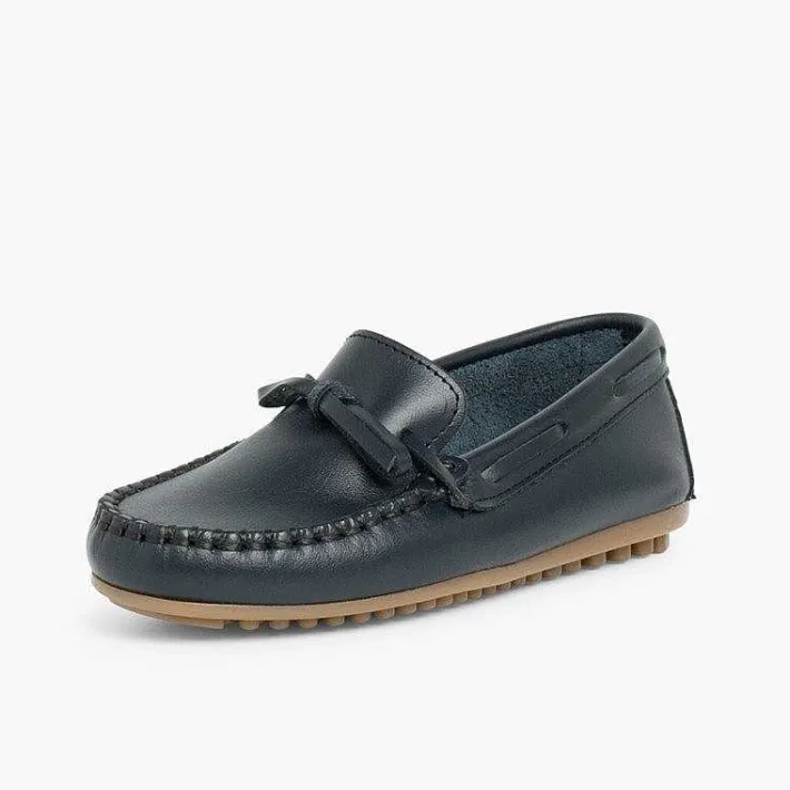 Pisamonas Moccasins And Loafers>Boys Leather Ribbon Moccasins
