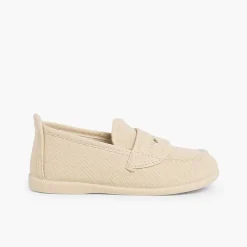 Pisamonas Moccasins And Loafers>Boys Plain Canvas Loafers