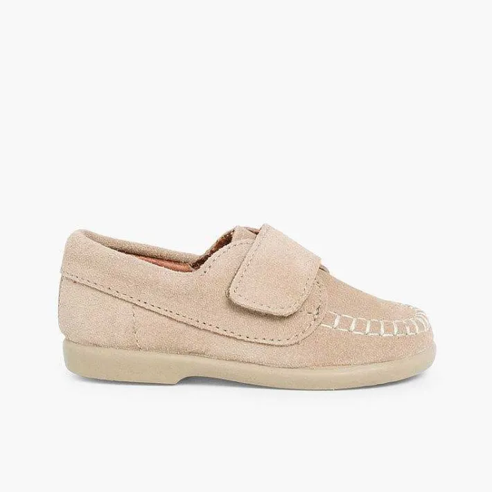 Pisamonas Moccasins And Loafers>Boys Riptape Suede Loafers