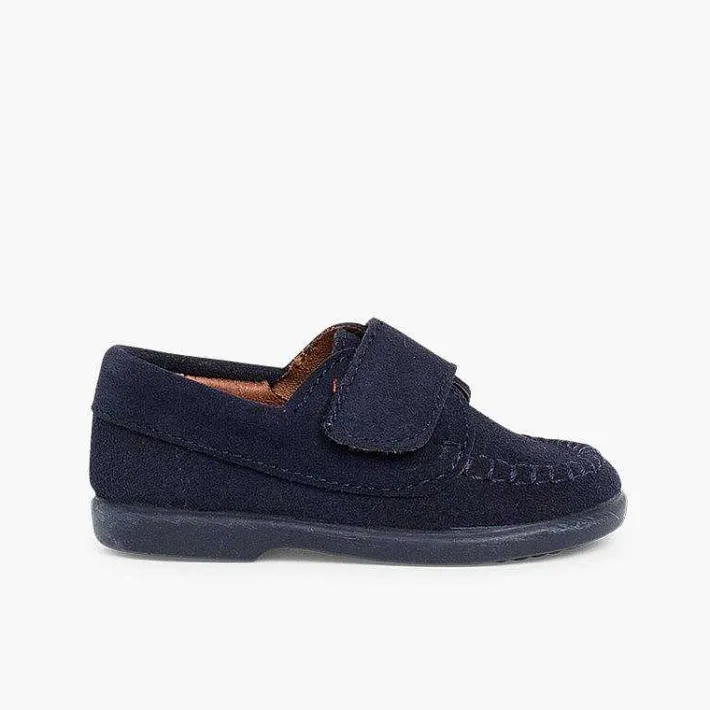 Pisamonas Moccasins And Loafers>Boys Riptape Suede Loafers