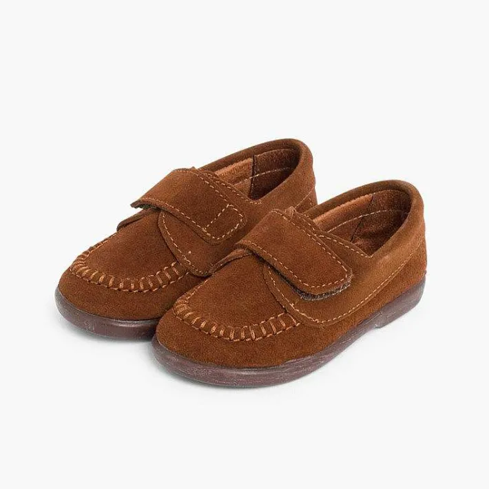 Pisamonas Moccasins And Loafers>Boys Riptape Suede Loafers