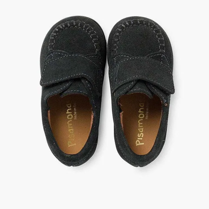 Pisamonas Moccasins And Loafers>Boys Riptape Suede Loafers