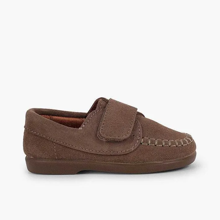 Pisamonas Moccasins And Loafers>Boys Riptape Suede Loafers