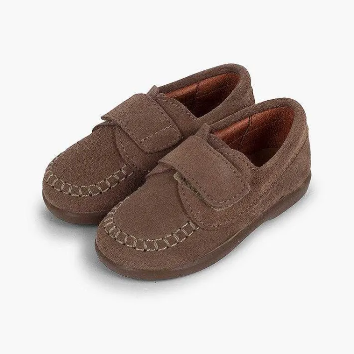 Pisamonas Moccasins And Loafers>Boys Riptape Suede Loafers