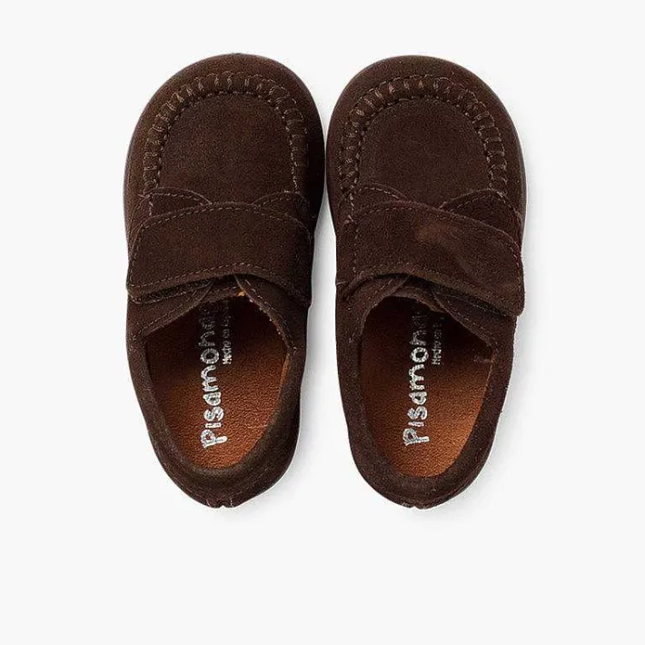 Pisamonas Moccasins And Loafers>Boys Riptape Suede Loafers