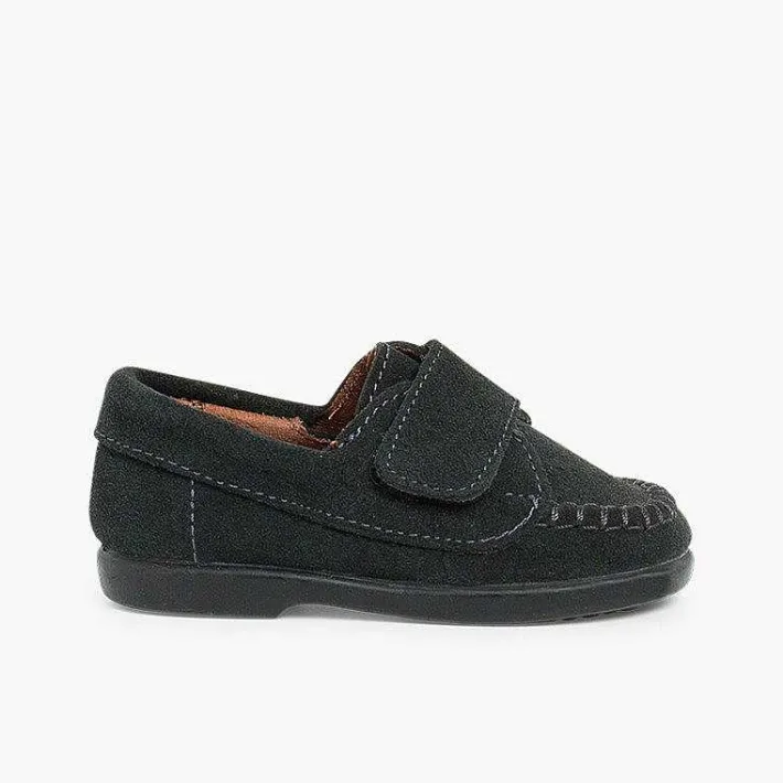Pisamonas Moccasins And Loafers>Boys Riptape Suede Loafers