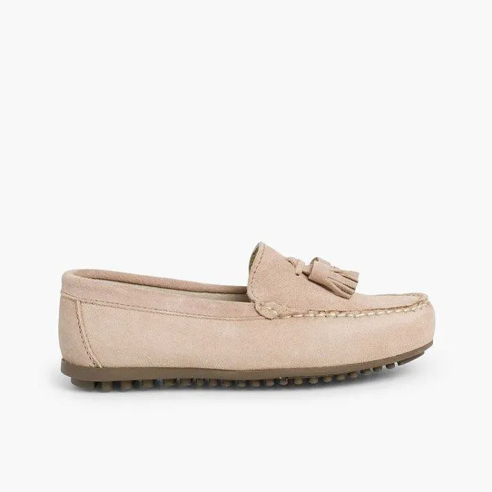 Pisamonas Moccasins And Loafers>Boys Suede Tassel Moccasins