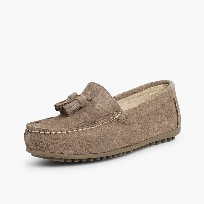 Pisamonas Moccasins And Loafers>Boys Suede Tassel Moccasins