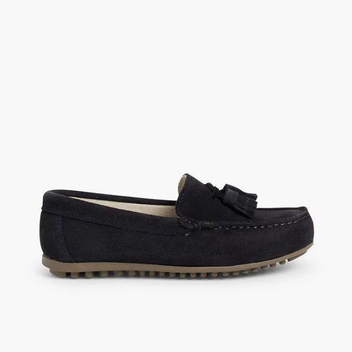 Pisamonas Moccasins And Loafers>Boys Suede Tassel Moccasins