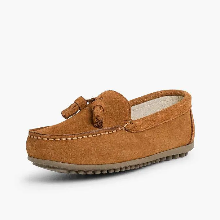 Pisamonas Moccasins And Loafers>Boys Suede Tassel Moccasins