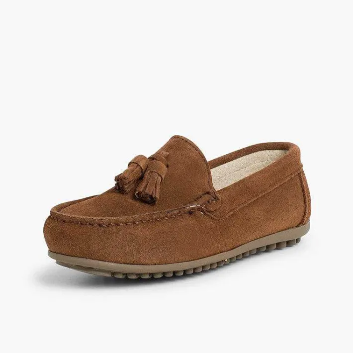 Pisamonas Moccasins And Loafers>Boys Suede Tassel Moccasins