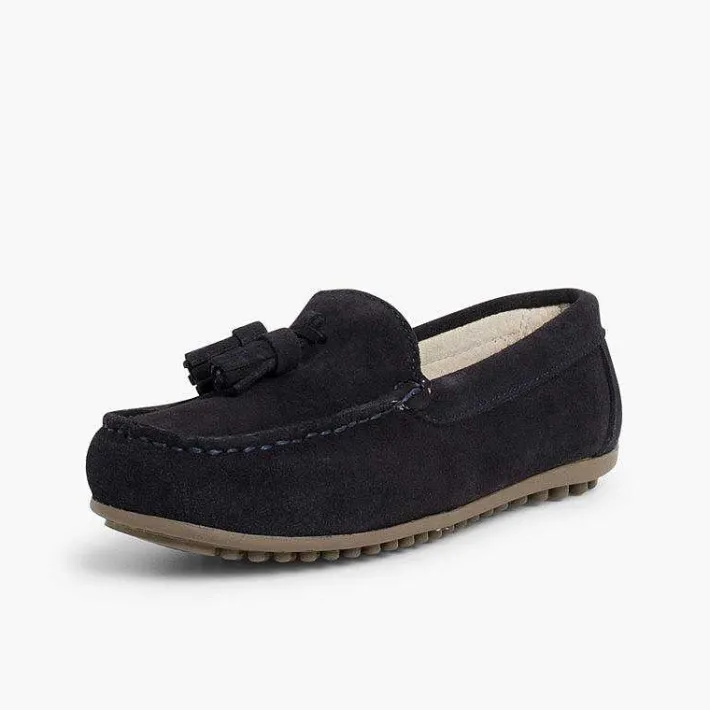 Pisamonas Moccasins And Loafers>Boys Suede Tassel Moccasins