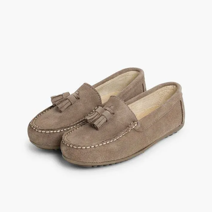 Pisamonas Moccasins And Loafers>Boys Suede Tassel Moccasins