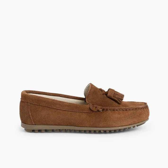 Pisamonas Moccasins And Loafers>Boys Suede Tassel Moccasins
