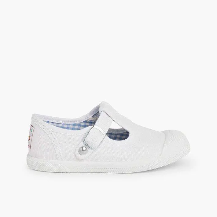 Pisamonas T-Bar Shoes>Boys T-Bar Canvas Shoes Rubber Toe