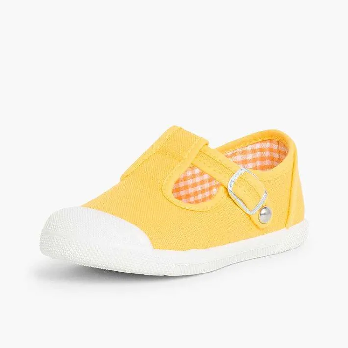 Pisamonas T-Bar Shoes>Boys T-Bar Canvas Shoes Rubber Toe