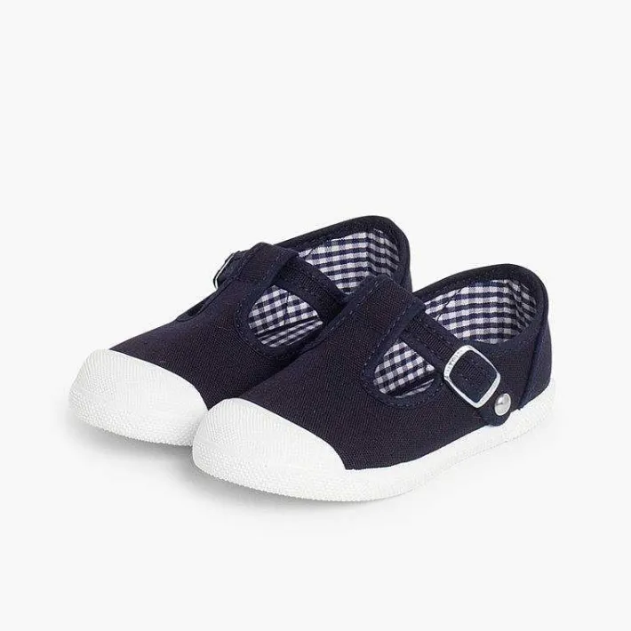 Pisamonas T-Bar Shoes>Boys T-Bar Canvas Shoes Rubber Toe