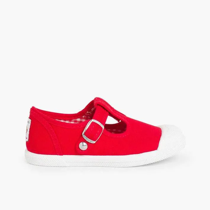 Pisamonas T-Bar Shoes>Boys T-Bar Canvas Shoes Rubber Toe