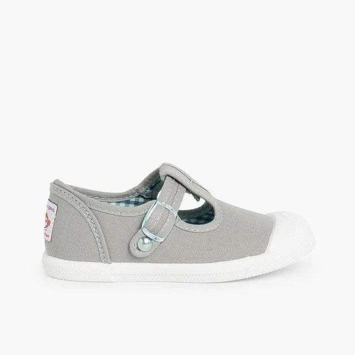 Pisamonas T-Bar Shoes>Boys T-Bar Canvas Shoes Rubber Toe