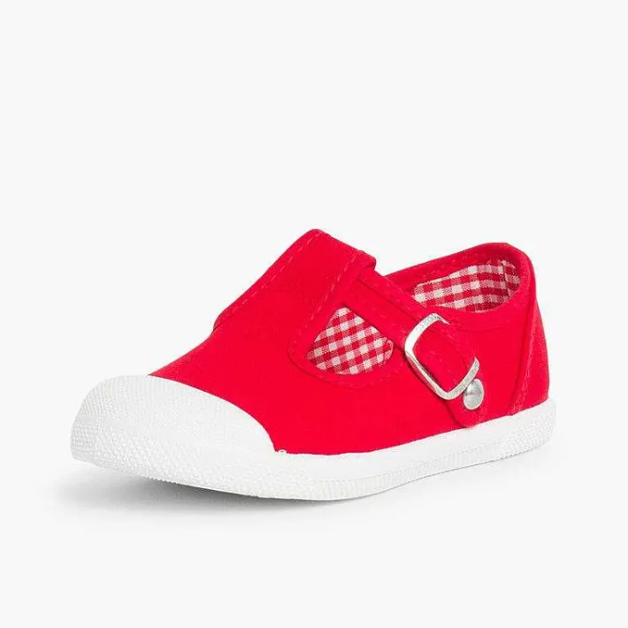 Pisamonas T-Bar Shoes>Boys T-Bar Canvas Shoes Rubber Toe