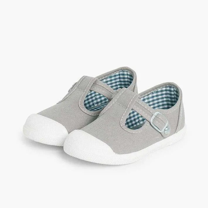 Pisamonas T-Bar Shoes>Boys T-Bar Canvas Shoes Rubber Toe