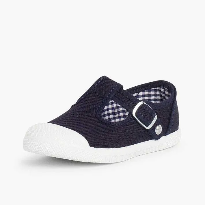 Pisamonas T-Bar Shoes>Boys T-Bar Canvas Shoes Rubber Toe