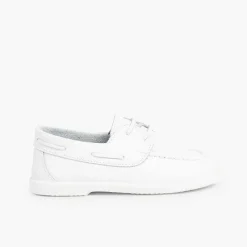 Pisamonas Boat Shoes>Boys Washable Leather Boat Shoes