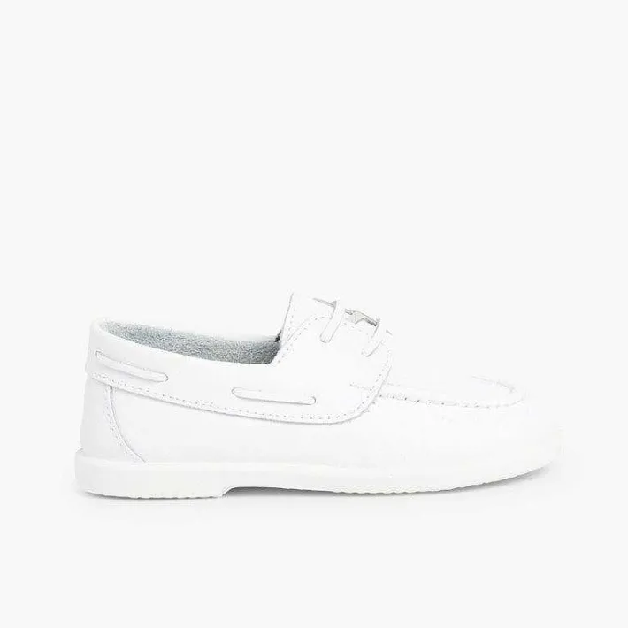 Pisamonas Boat Shoes>Boys Washable Leather Boat Shoes