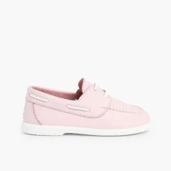 Pisamonas Boat Shoes>Boys Washable Leather Boat Shoes