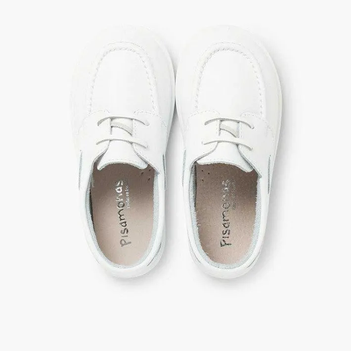 Pisamonas Boat Shoes>Boys Washable Leather Boat Shoes