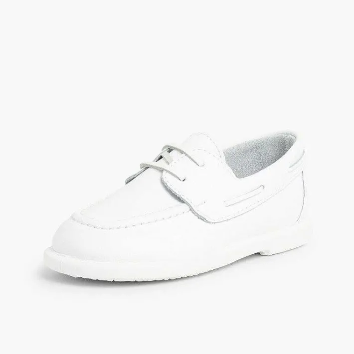 Pisamonas Boat Shoes>Boys Washable Leather Boat Shoes