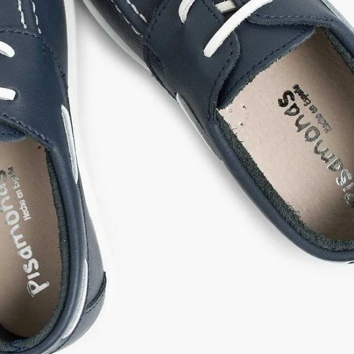 Pisamonas Boat Shoes>Boys Washable Leather Boat Shoes