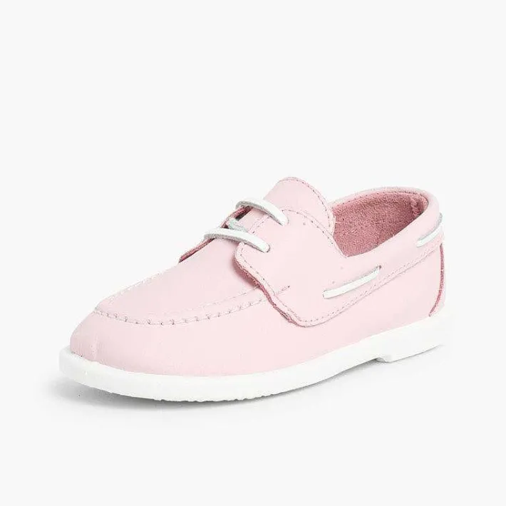 Pisamonas Boat Shoes>Boys Washable Leather Boat Shoes