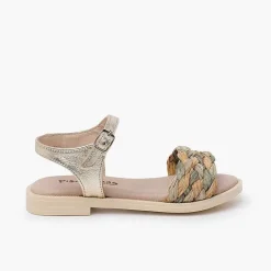 Pisamonas Sandals>Braided Shovel Sandals Buckle Fastening Colour Gold