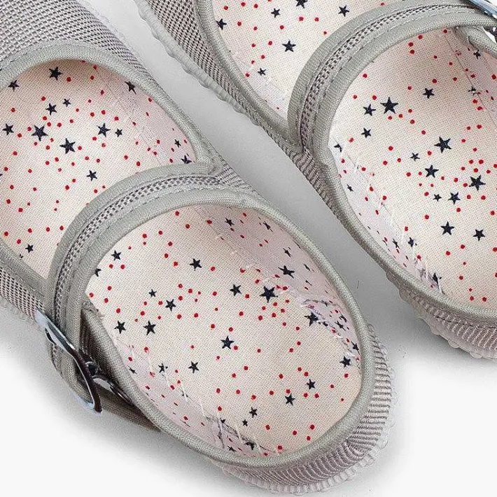 Pisamonas Mary Janes>Buckled Canvas Mary Jane With Shimmer