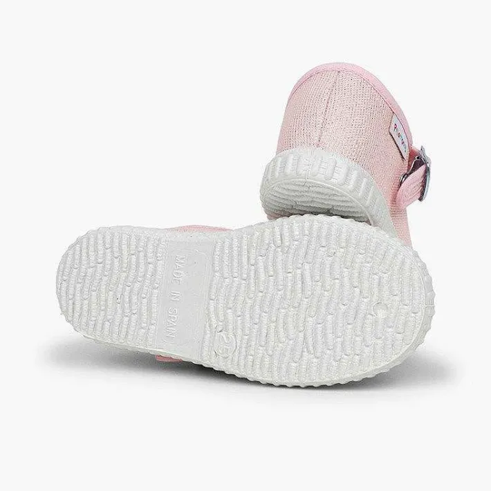 Pisamonas Mary Janes>Buckled Canvas Mary Jane With Shimmer