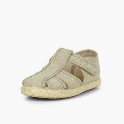 Pisamonas T-Bar Shoes>Canvas And Jute T-Bar Sandals With Openings
