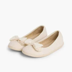 Pisamonas Communion Shoes>Canvas Ballerinas With Tulle Bow
