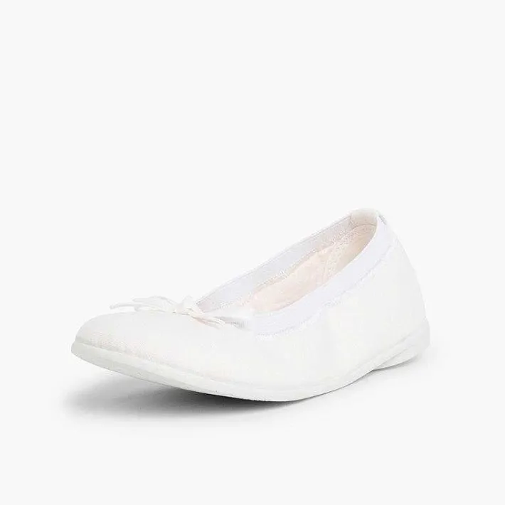 Pisamonas Ballet Pumps And Flats>Canvas Ballet Flats With Ribbon