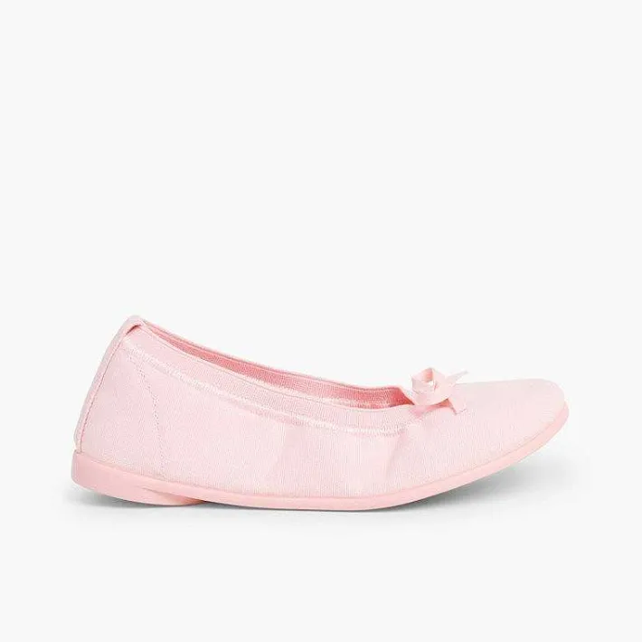 Pisamonas Ballet Pumps And Flats>Canvas Ballet Flats With Ribbon