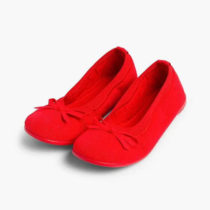 Pisamonas Ballet Pumps And Flats>Canvas Ballet Flats With Ribbon