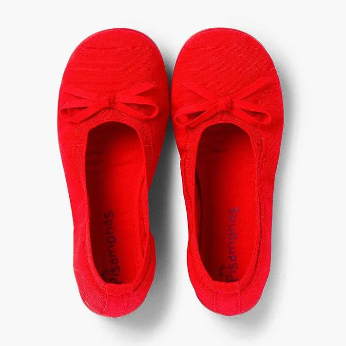 Pisamonas Ballet Pumps And Flats>Canvas Ballet Flats With Ribbon