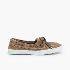 Pisamonas Moccasins & Loafers>Canvas Boat Shoes With White Soles